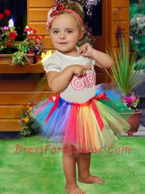 2014 Colorful Short A-Line Scoop Little Girl Dress with Bowknot