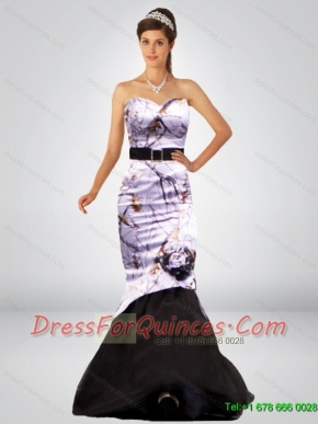 Sexy Mermaid 2015 Camo Prom Dresses with Hand Made Flower and Sashes