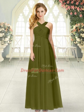 Great Chiffon Sleeveless Floor Length Prom Gown and Ruching