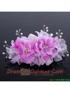 Beautiful Tulle Lilac 2014 Hair Flower with Rhinestone
