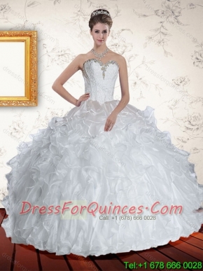 Pretty White Quinceanera Dresses with Beading and Ruffles