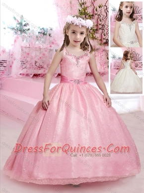 Simple Puffy Skirt Straps Mini Quinceanera Dresses with Beading and Belt
