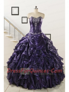 Luxurious 2015 Ball Gown Purple Quinceanera Dresses with Appliques