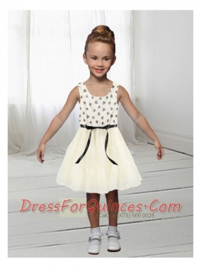 Chiffon Scoop A-Line Mini-length Flower Girl Dress For 2014