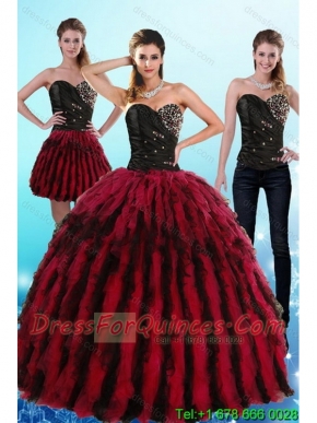 Classical Multi Color Sweetheart Sweet 16 Dresses with Ruffles and Beading