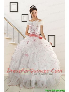 Appliques and Belt 2015 Brand New Quinceanera Dresses