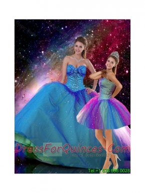 Romantic Ball Gown Sweetheart Beaded Detachable Quinceanera Dresses in Multi Color