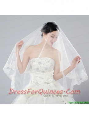 Eelgant One-Tier Angle Cut Bridal Veils with Lace Edge