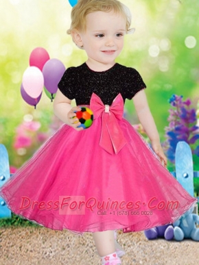 2014 Formal A-Line Scoop Tea-length Short Sleeves Little Girl Dress