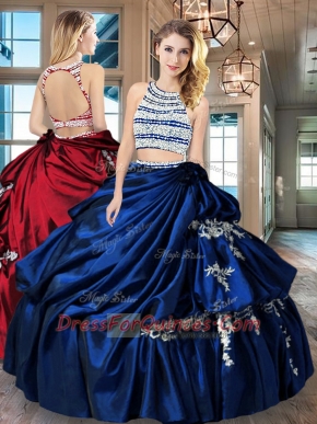Amazing Pick Ups Floor Length Royal Blue Quince Ball Gowns Scoop Sleeveless Backless