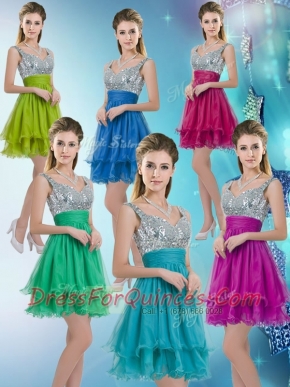 Pretty Straps Short 2016 Dama Dresses with Sequins for Fall