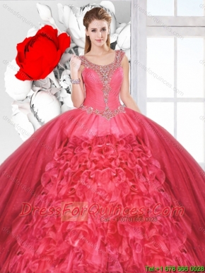 Inexpensive Scoop Quinceanera Dresses with Beading and Ruffles