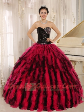 2014 Luxurious Multi-color Sweetheart Beaded and Ruffled Quinceanera Dress