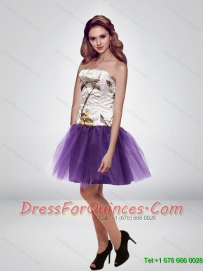 The Super Hot Mini Length Strapless Camo 2015 Prom Dresses in Multi Color