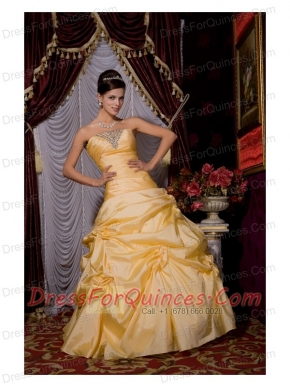 Quinceanera Dress Strapless Floor-length Taffeta Beading