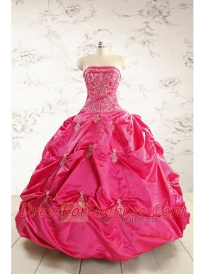 2015 Beautiful Strapless Quinceanera Dress with Appliques