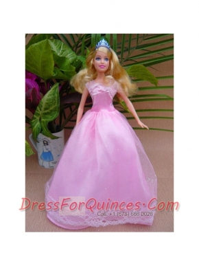 Sweet A-line and Floor-length For Party Barbie Doll Dress