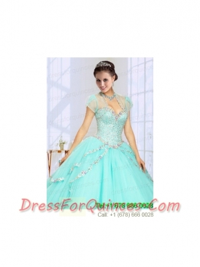 2014 Fashionable Beading Tulle Quinceanera Jacket in Mint