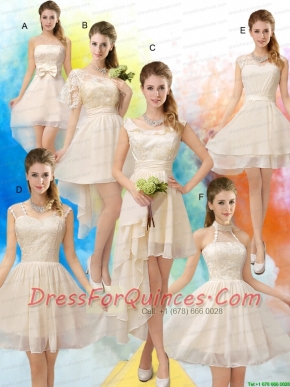 Champagne Chiffon Lace Up Christmas Party Dress for 2015