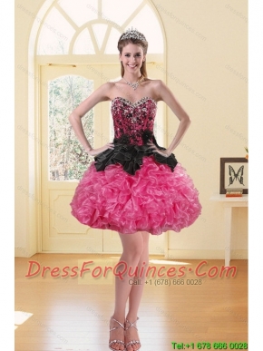 2015 Newest Puffy Appliques Multi Color Christmas Party Dresses in Black