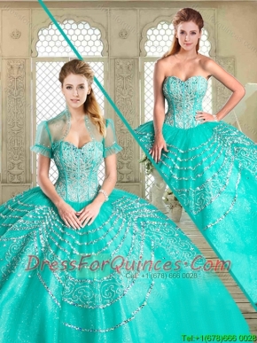 Beautiful Sweetheart Quinceanera Gowns with Beading and Appliques