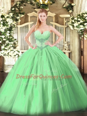Excellent Sleeveless Beading Floor Length Vestidos de Quinceanera