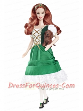 Lovely Handmade Holiday Dress Green Taffeta Barbie Doll Dress