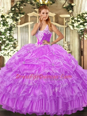 Floor Length Ball Gowns Sleeveless Lilac Sweet 16 Dresses Lace Up