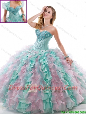 Fashionable Multi Color Quinceanera Gowns with Brush Train