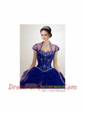 Appliques Tulle in Navy Blue Bolero Quinceanera Jackets Wedding with Beading