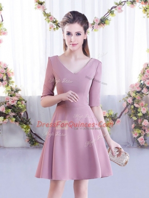 Half Sleeves Zipper Mini Length Ruching Quinceanera Court of Honor Dress