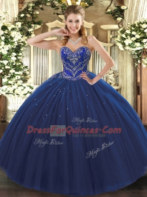 Discount Sleeveless Beading Lace Up Vestidos de Quinceanera