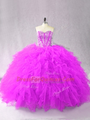 Modern Floor Length Ball Gowns Sleeveless Purple 15 Quinceanera Dress Lace Up