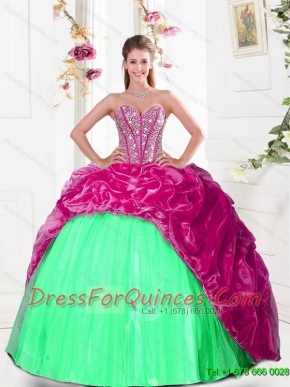 2015 Fashionable Sweetheart 15th Birthday Dresses with Beading and Pick Ups