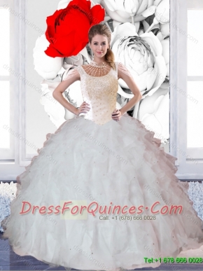 Delicate Ball Gown Ruffles and Beaded Sweet 16 Dresses for 2015