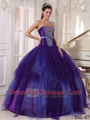 Elegant  Ball Gown Strapless  Quinceanera Dress  with Tulle Beading