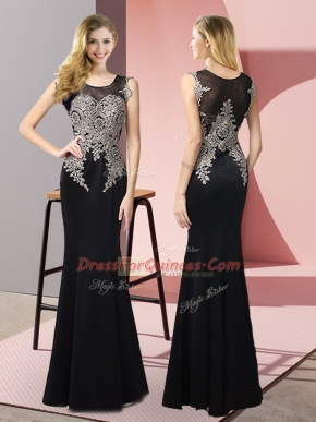 Dazzling Floor Length Mermaid Sleeveless Black Homecoming Dress Side Zipper