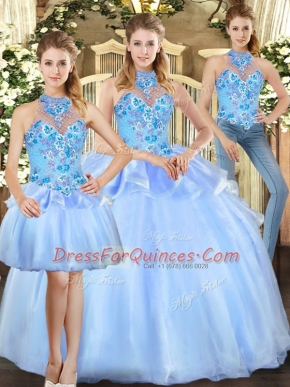 Pretty Sleeveless Embroidery Lace Up Sweet 16 Quinceanera Dress