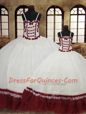 Great Straps Sleeveless Lace Up 15 Quinceanera Dress White Satin and Organza