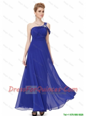 Beautiful Beaded One Shoulder Prom Dresses in Blue