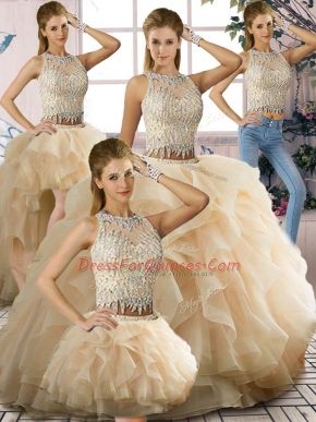 Beauteous Sleeveless Beading and Ruffles Zipper Quinceanera Dress