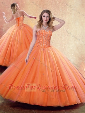 Pretty Ball Gown Sweetheart Orange Quinceanera Dresses with Beading