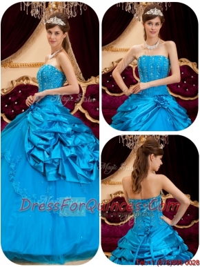 2016 Beautiful Teal Quinceanera Gowns with Appliques and Beading