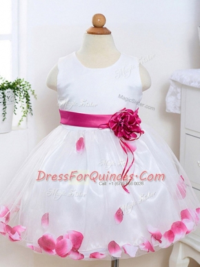 Artistic Knee Length Ball Gowns Sleeveless White Toddler Flower Girl Dress Zipper