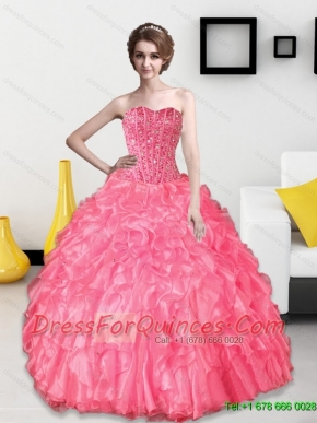 Elegant 2015 Beading and Ruffles Sweetheart Quinceanera Dresses