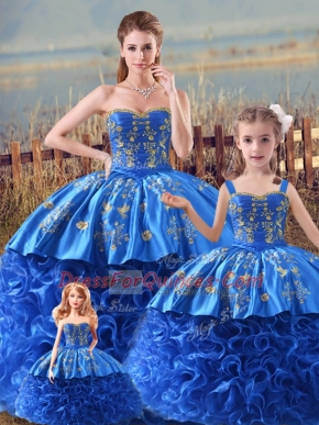 Royal Blue 15 Quinceanera Dress Straps Sleeveless Brush Train Zipper