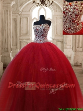 Hot Sale Beaded Bodice Sweet 16 Dress in Wine Red