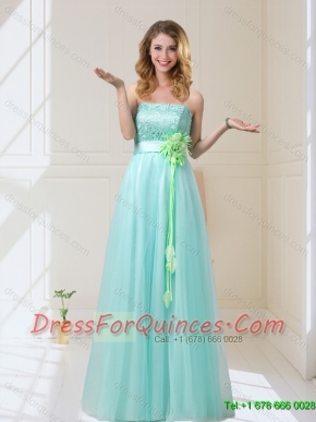 2015 Empire Strapless Dama Dresses with Hand Made Flowers