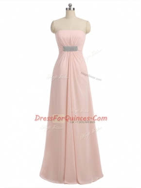 Romantic Sleeveless Side Zipper Floor Length Beading Dama Dress