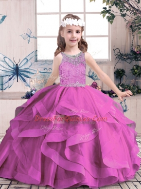 Lilac Sleeveless Beading Floor Length Child Pageant Dress